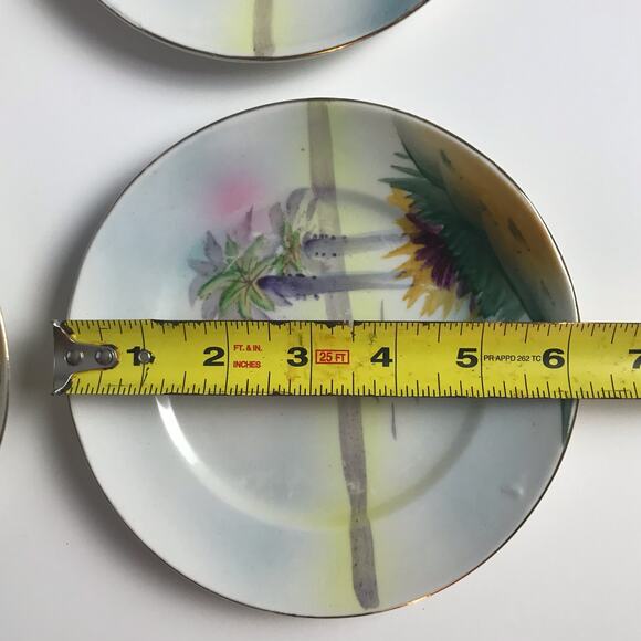 Takito Made In Nippon Japan VTG Set Of Four 6" Diameter Hand Painted Plates - Picture 10 of 10